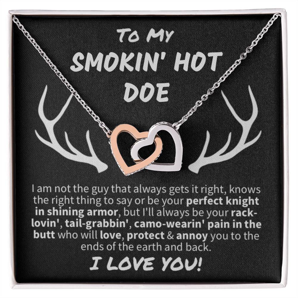Gift for Her "Smokin' Hot Doe" - Interlocking Hearts Necklace