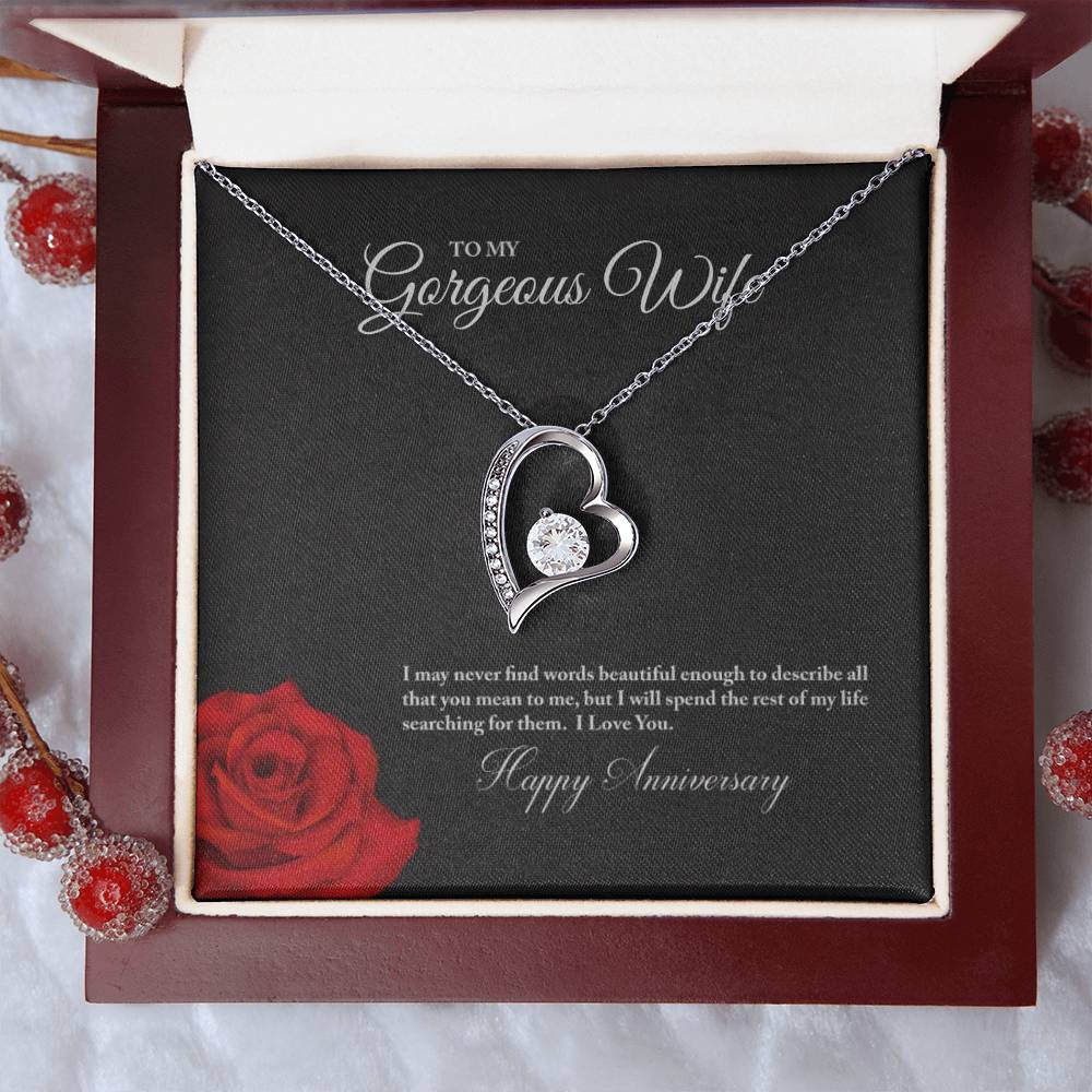 Gift for Wife "Happy Anniversary" Heart Necklace