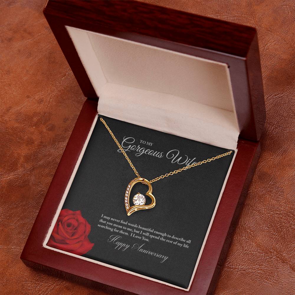 Gift for Wife "Happy Anniversary" Heart Necklace