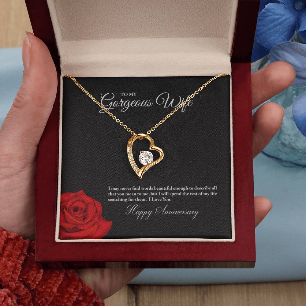 Gift for Wife "Happy Anniversary" Heart Necklace