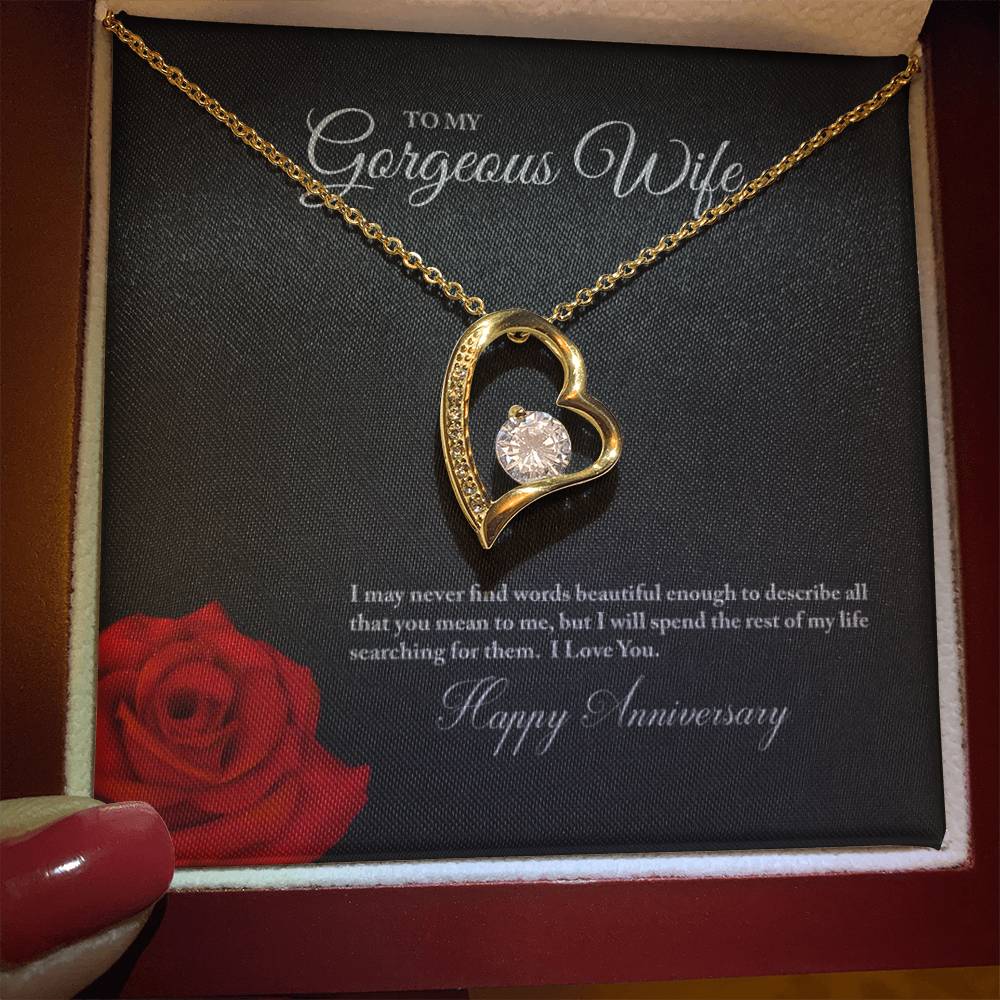 Gift for Wife "Happy Anniversary" Heart Necklace