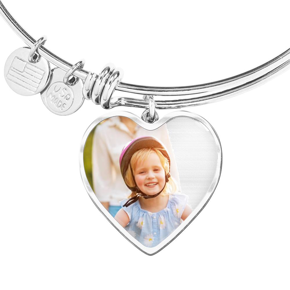 Personalized Heart Photo Bangle Bracelet