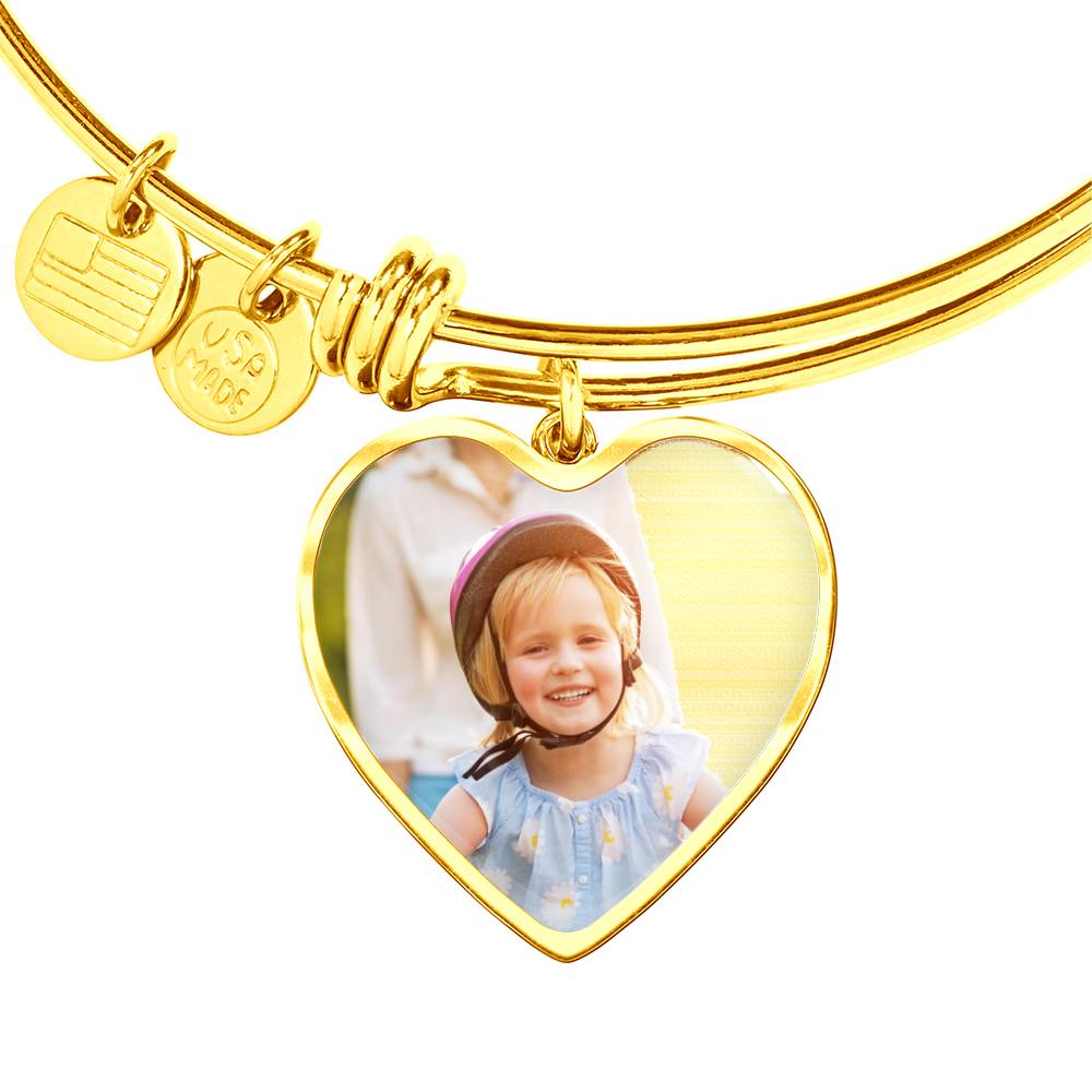 Personalized Heart Photo Bangle Bracelet