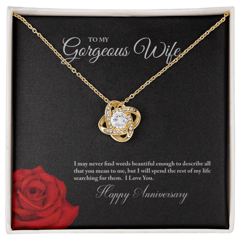 Gift for Wife "Happy Anniversary" - Love Knot Necklace