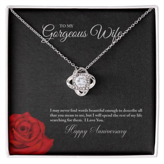 Gift for Wife "Happy Anniversary" - Love Knot Necklace