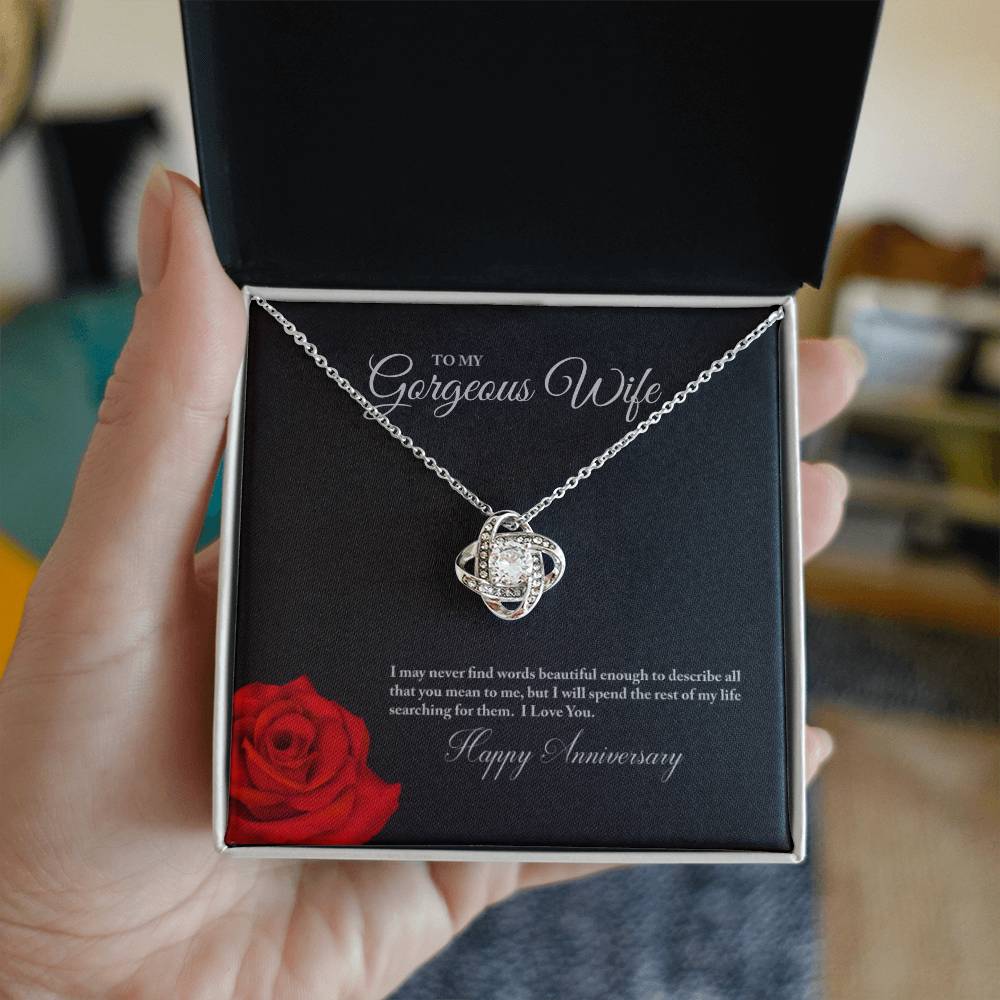 Gift for Wife "Happy Anniversary" - Love Knot Necklace