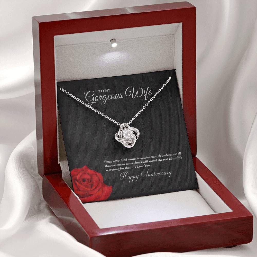 Gift for Wife "Happy Anniversary" - Love Knot Necklace