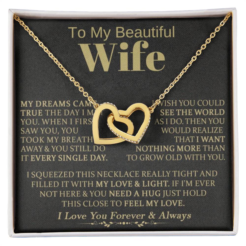 Gift for Wife "Grow Old With You" - Interlocking Hearts Necklace