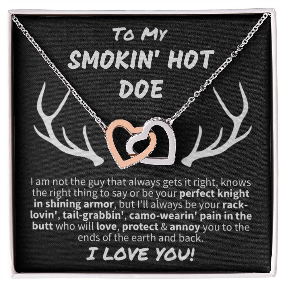 Gift for Her "Smokin' Hot Doe" - Interlocking Hearts Necklace