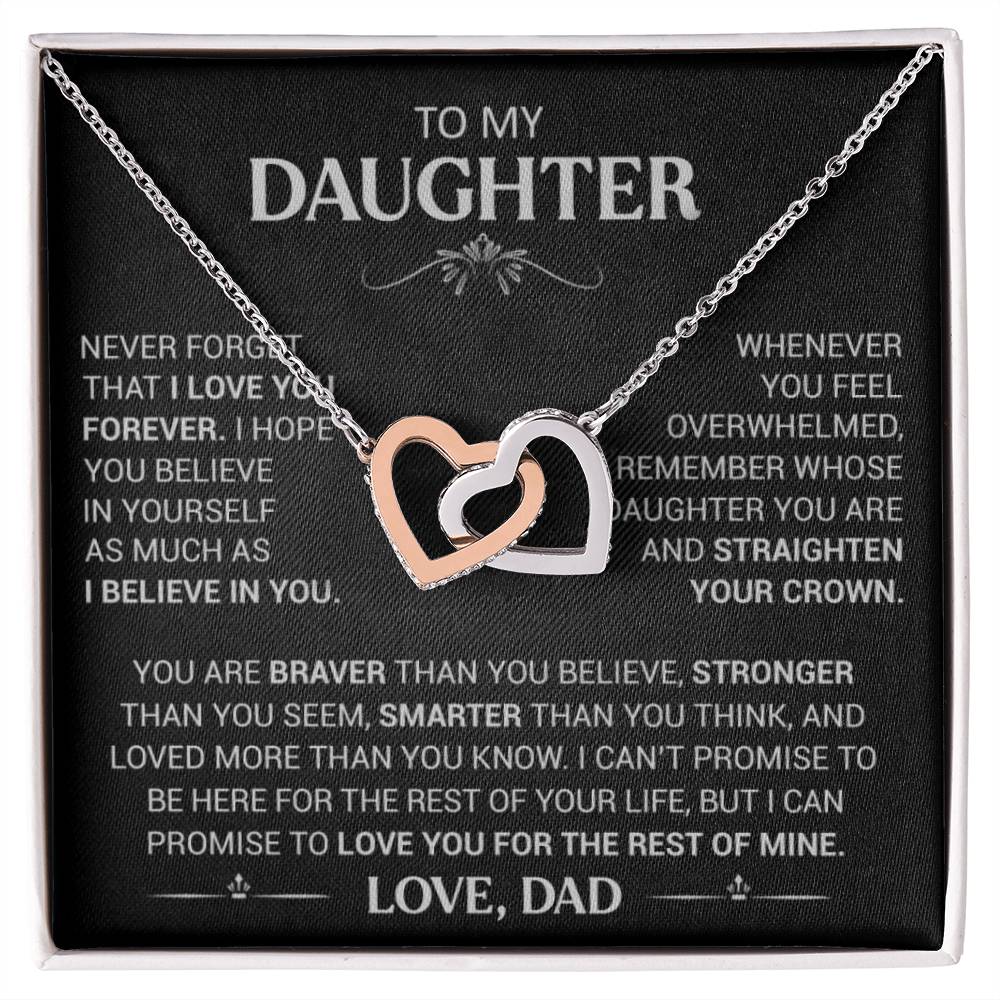 Gift for Daughter "I Love You Forever" - Interlocking Hearts Pendant Necklace