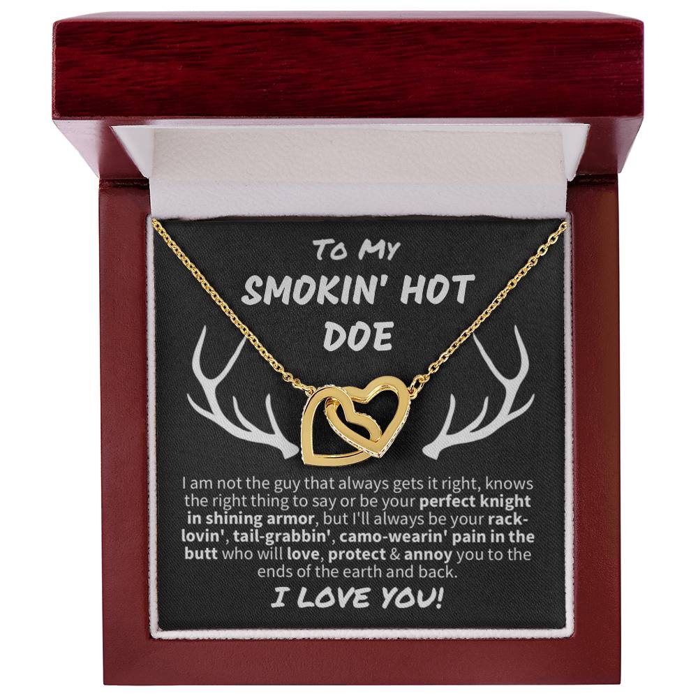 Gift for Her "Smokin' Hot Doe" - Interlocking Hearts Necklace