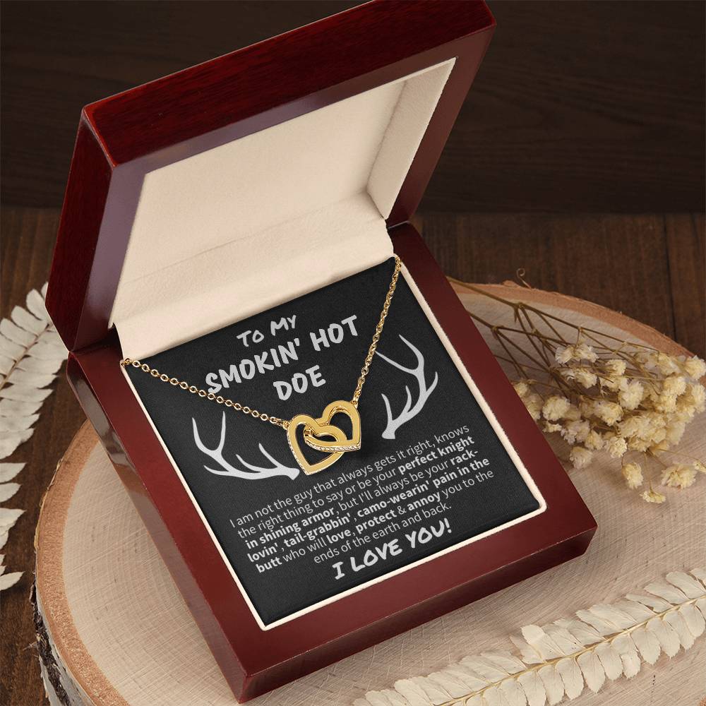 Gift for Her "Smokin' Hot Doe" - Interlocking Hearts Necklace