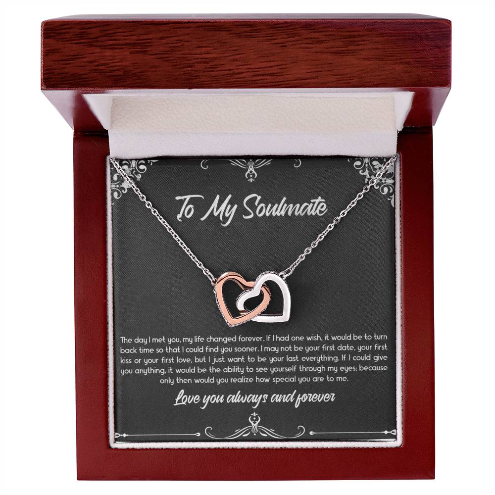 Gift for Soulmate "Want to be your last everything" - Interlocking Hearts Necklace (B)