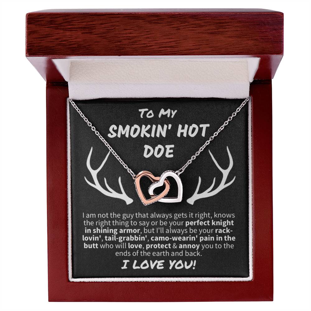 Gift for Her "Smokin' Hot Doe" - Interlocking Hearts Necklace