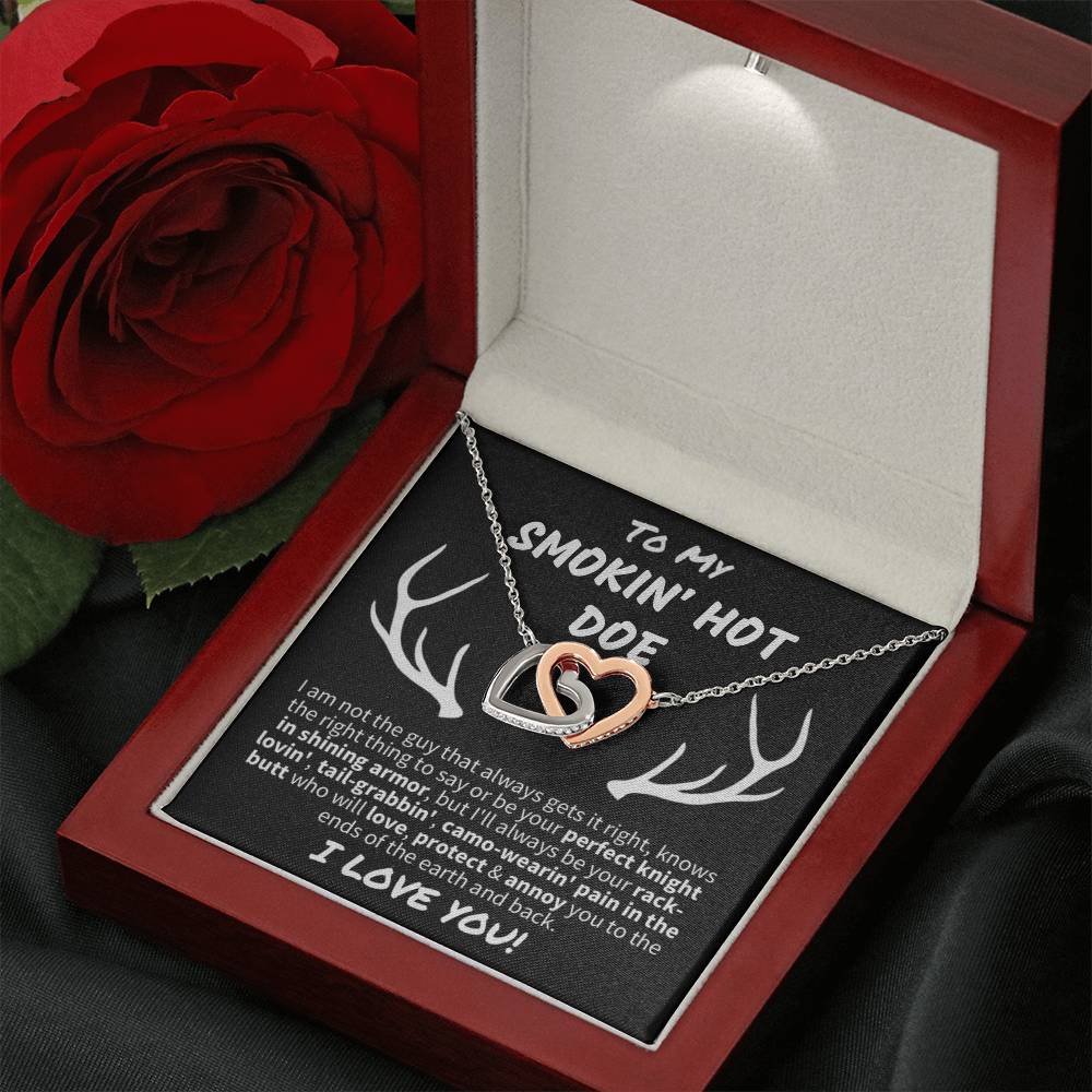 Gift for Her "Smokin' Hot Doe" - Interlocking Hearts Necklace