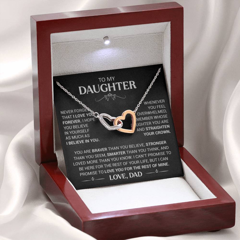 Gift for Daughter "I Love You Forever" - Interlocking Hearts Pendant Necklace