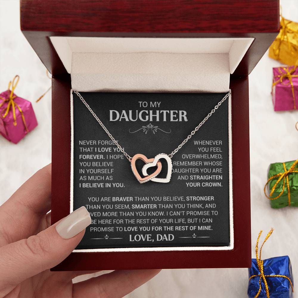 Gift for Daughter "I Love You Forever" - Interlocking Hearts Pendant Necklace