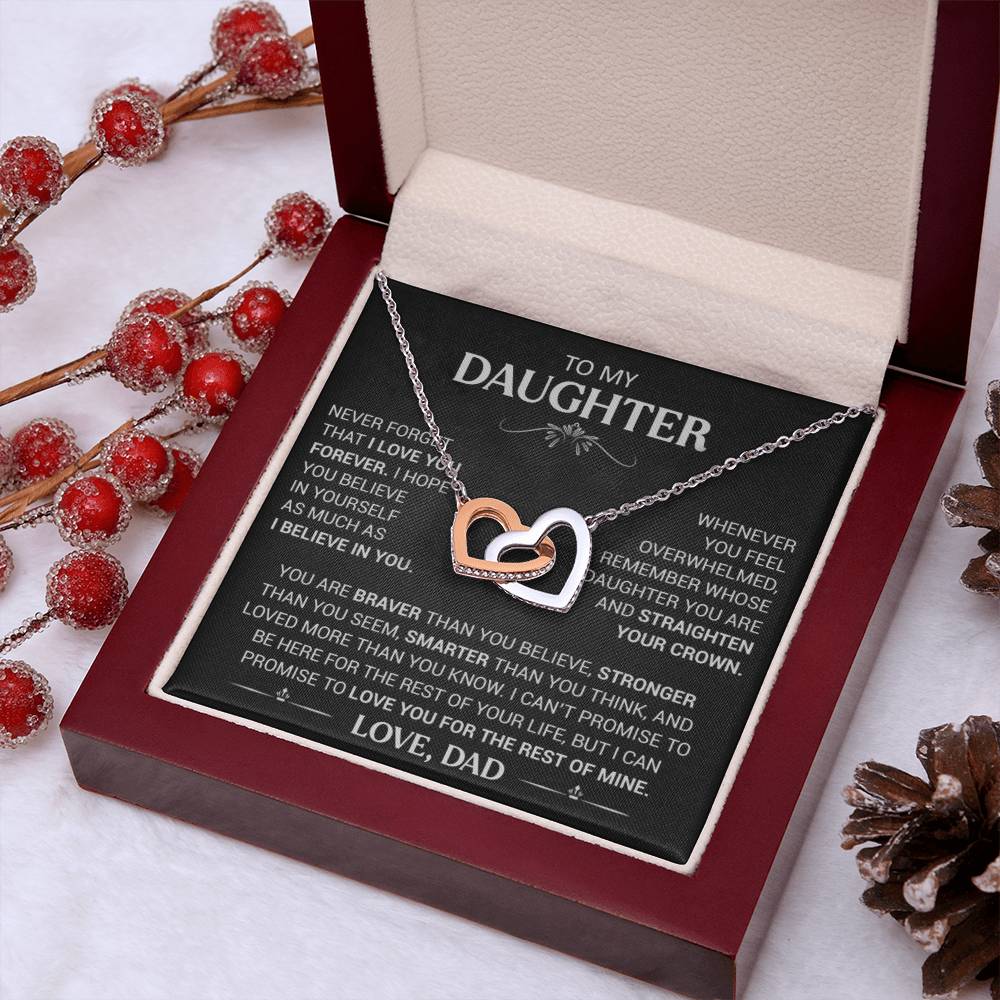 Gift for Daughter "I Love You Forever" - Interlocking Hearts Pendant Necklace