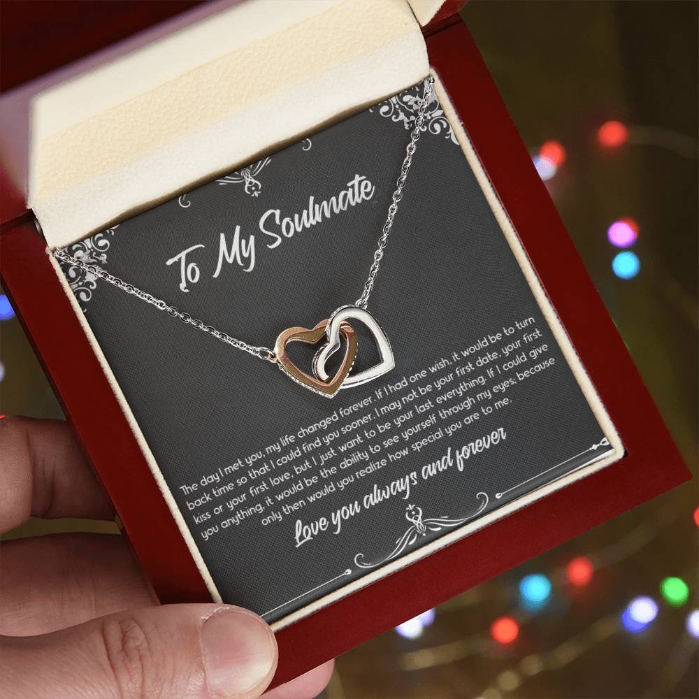 Gift for Soulmate "Want to be your last everything" - Interlocking Hearts Necklace (B)