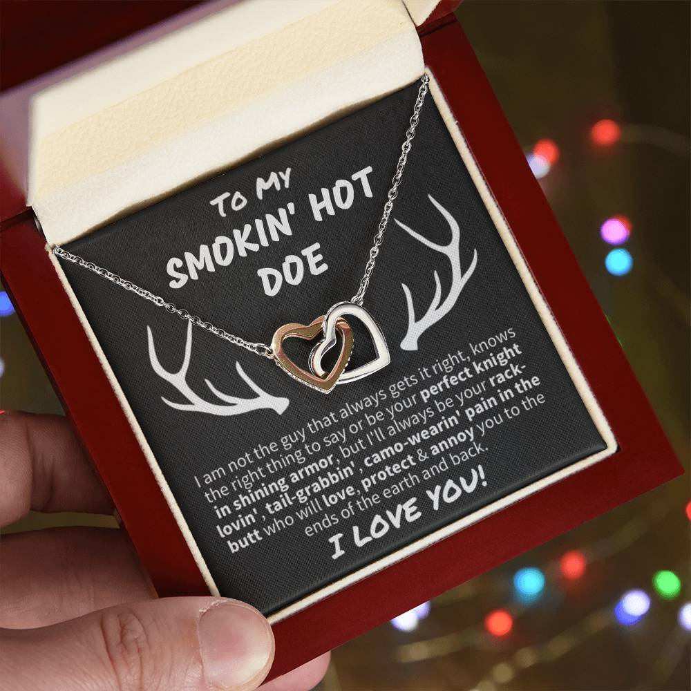 Gift for Her "Smokin' Hot Doe" - Interlocking Hearts Necklace