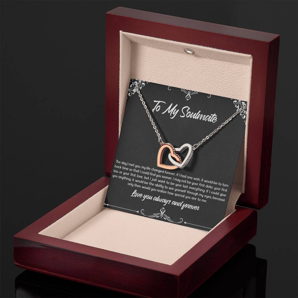 Gift for Soulmate "Want to be your last everything" - Interlocking Hearts Necklace (B)