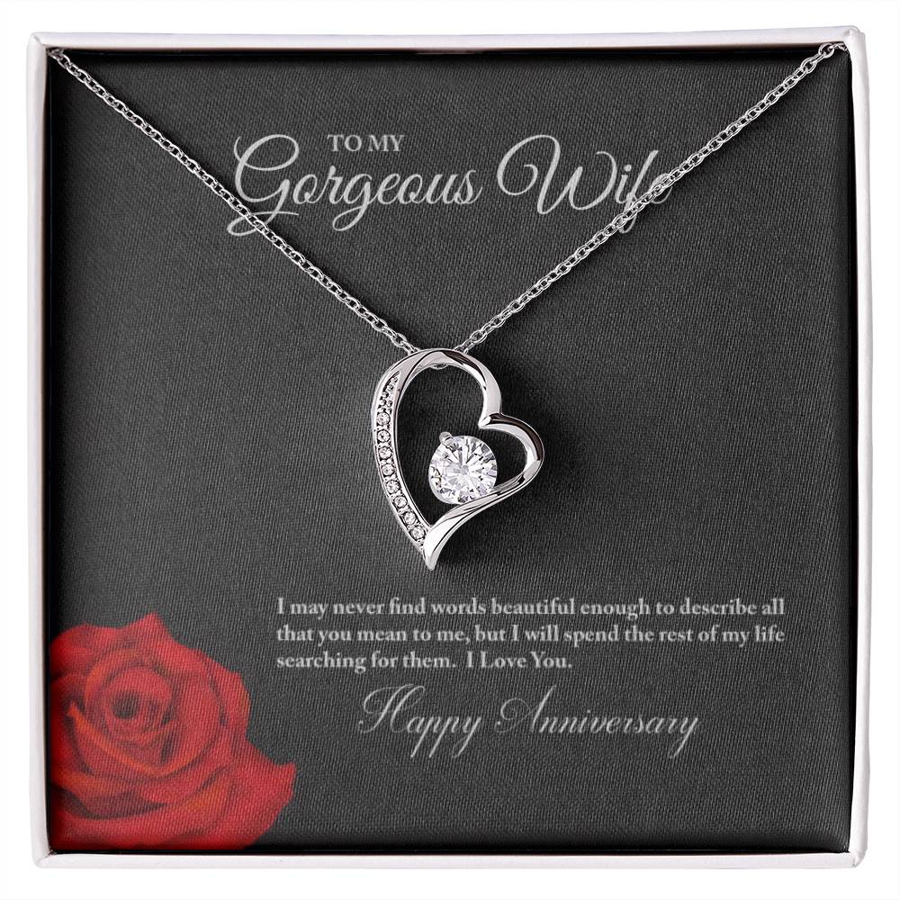 Gift for Wife "Happy Anniversary" Heart Necklace