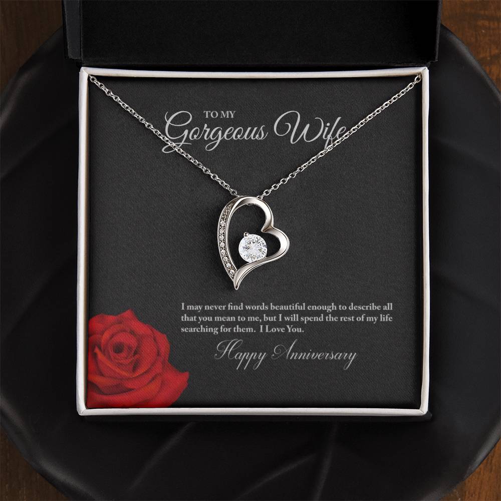 Gift for Wife "Happy Anniversary" Heart Necklace