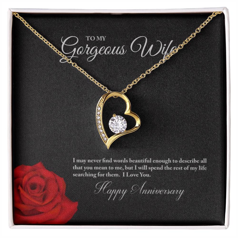 Gift for Wife "Happy Anniversary" Heart Necklace