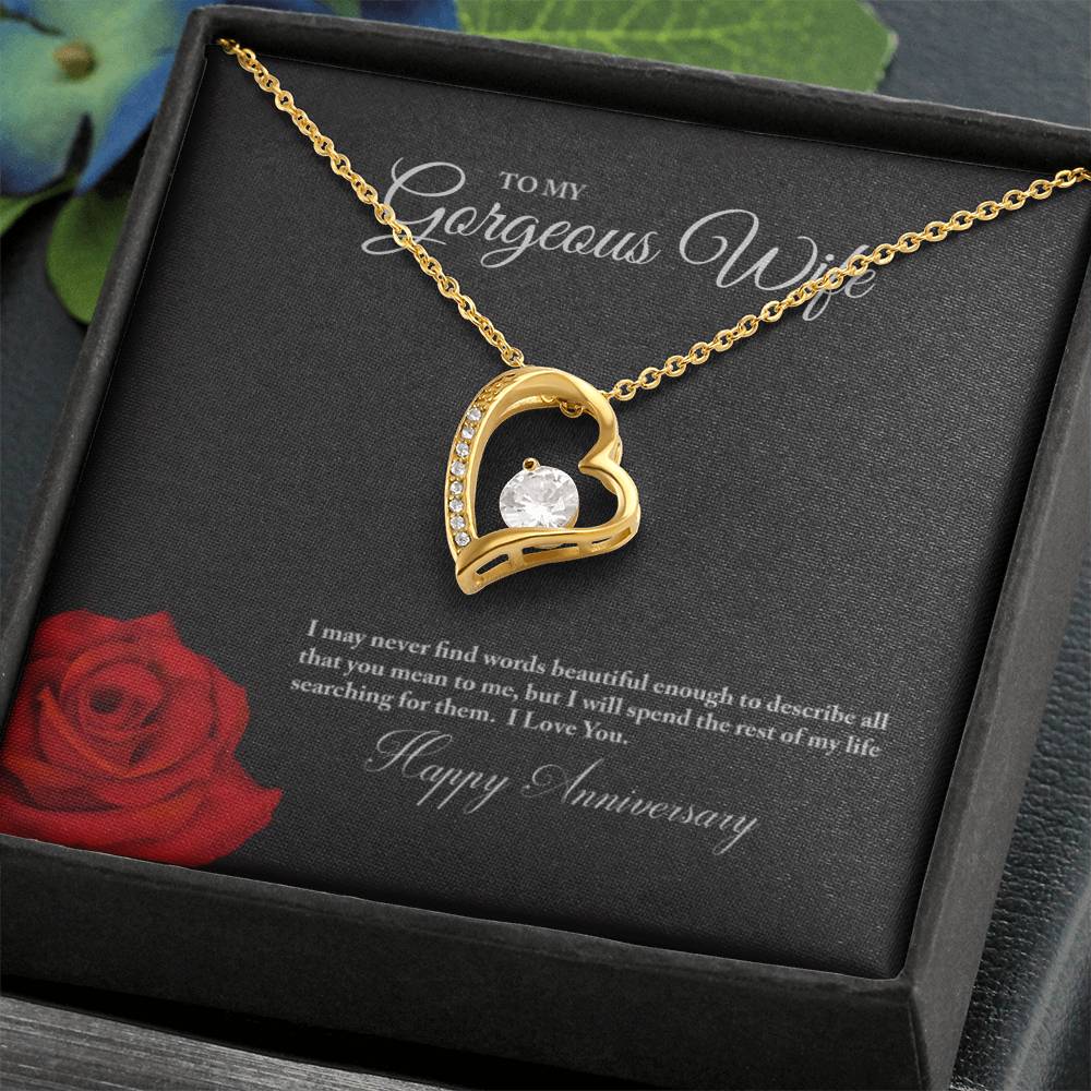 Gift for Wife "Happy Anniversary" Heart Necklace