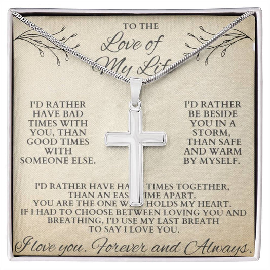 Gift for Wife "Last Breath To Say I Love You" Cross Necklace