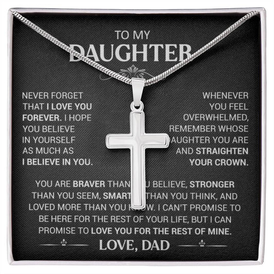 Gift for Daughter from Dad "I Love You Always" - Cross Pendant Necklace