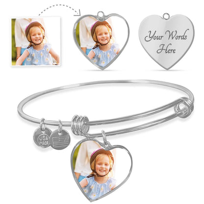 Personalized Heart Photo Bangle Bracelet